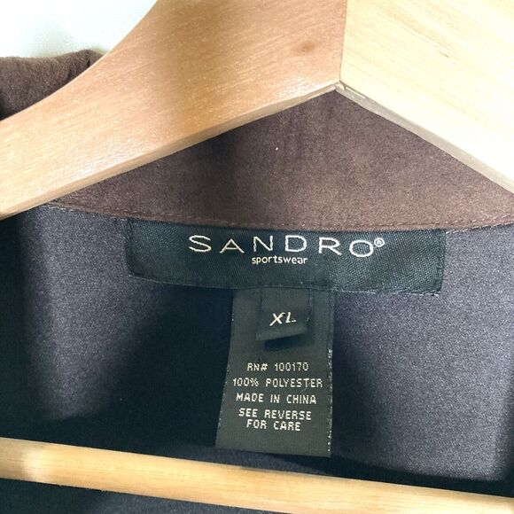 Sandro Womens XL Brown Velvet Blazer Lightweight Jacket Pockets - Picture 8 of 8